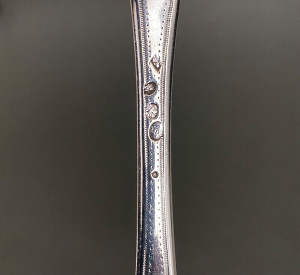 18th century silver sprinkling spoon from the Farmers General