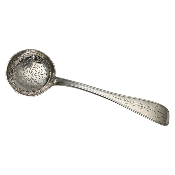18th century silver sprinkling spoon from the Farmers General