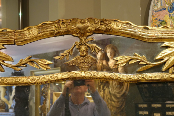 Large Carved and Gilded Wood Mirror, Italy, 18th C.