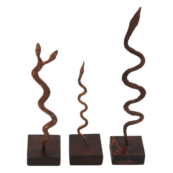 Set di 3 serpenti rituali in ferro nero LOBI