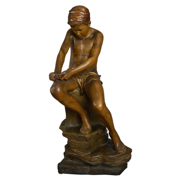 Goldscheider, junger Araber mit Turban, orientalistische Terrakotta