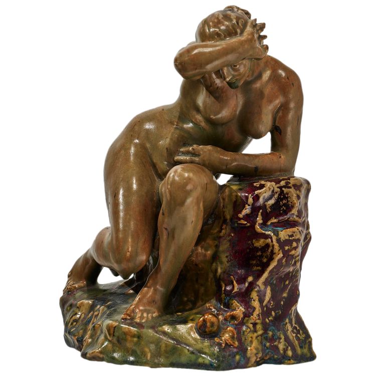 Pierre Adrien Dalpayrat, Naïade sur un rocher, Céramique Art Nouveau
