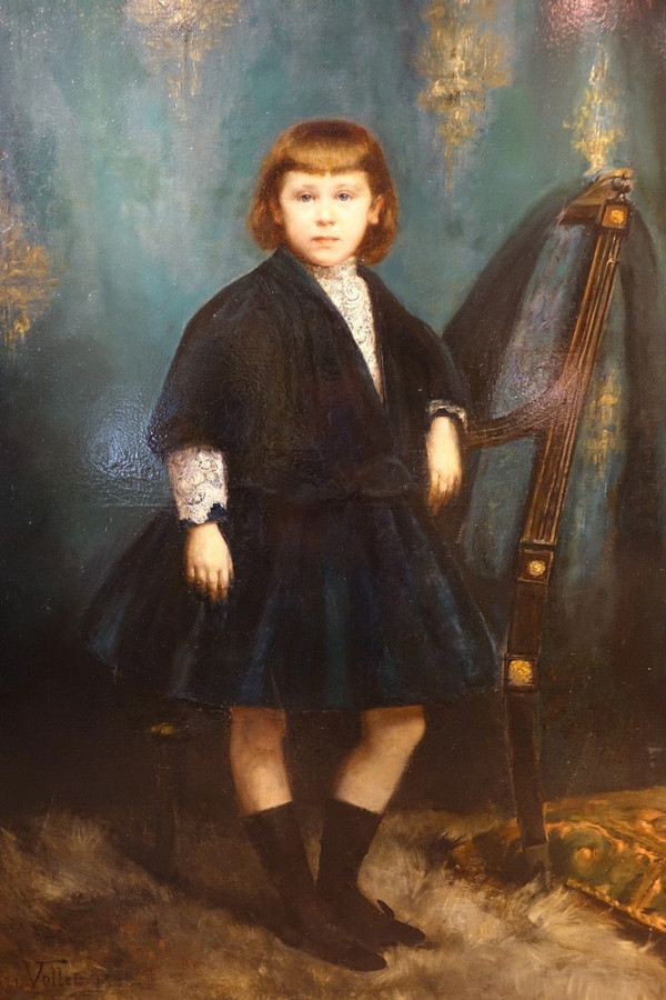 “Grande ritratto a figura intera di giovane ragazza”, Henry Vollet, 1888