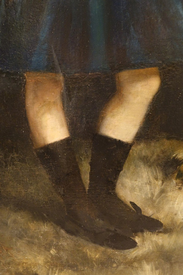 “Grande ritratto a figura intera di giovane ragazza”, Henry Vollet, 1888