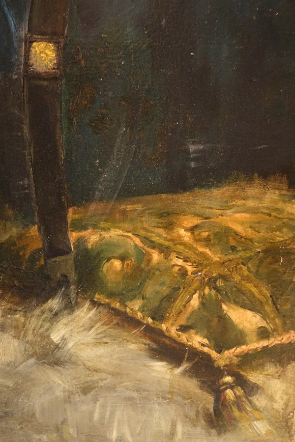 “Grande ritratto a figura intera di giovane ragazza”, Henry Vollet, 1888