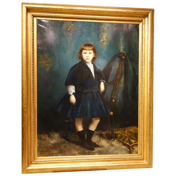 “Grande ritratto a figura intera di giovane ragazza”, Henry Vollet, 1888