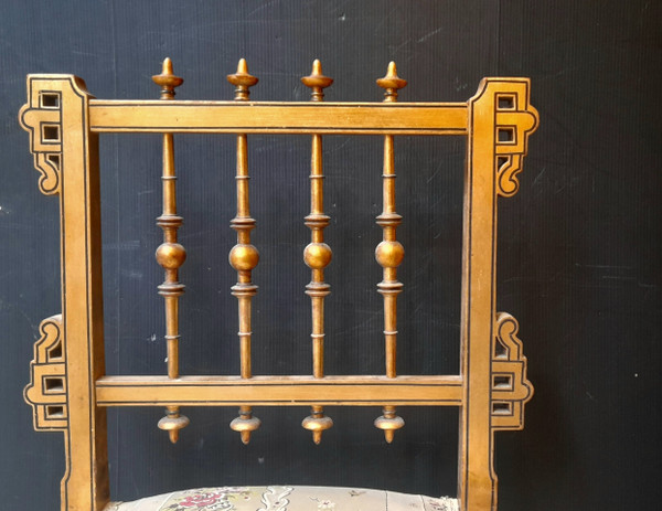 Sedia cosiddetta da infermiera Napoleone III in legno dorato 