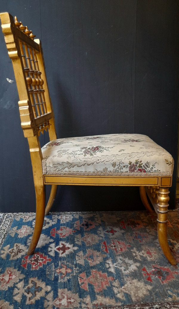 Sedia cosiddetta da infermiera Napoleone III in legno dorato 