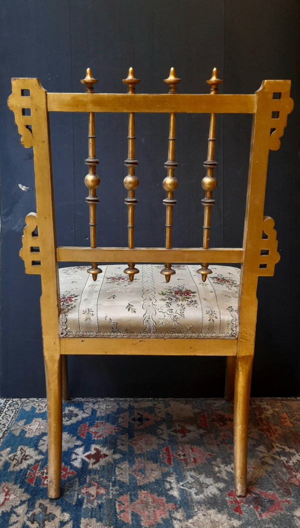 Sedia cosiddetta da infermiera Napoleone III in legno dorato 