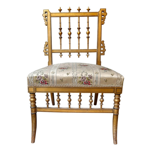 Sedia cosiddetta da infermiera Napoleone III in legno dorato 