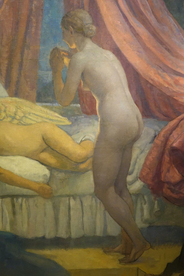 "Cupid's sleep", sehr großes Öl auf Leinwand , A.M. RAYNOLT, Um 1925-1930
