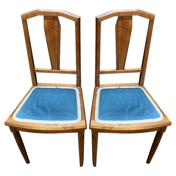 2 art deco chairs with fabric seat