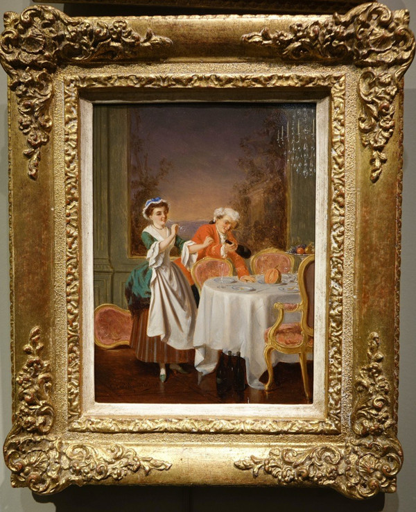 Paar Genreszenen des 18. Jahrhunderts, P.t. Van Wijngaerdt, 1816-1893
