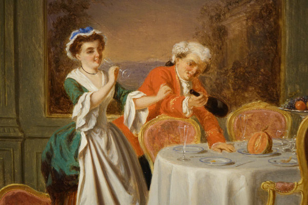 Paar Genreszenen des 18. Jahrhunderts, P.t. Van Wijngaerdt, 1816-1893