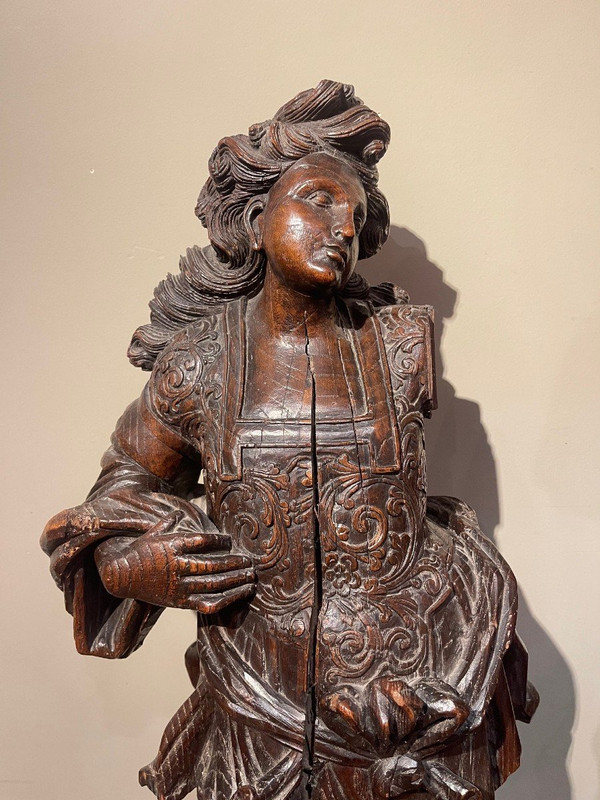 Pair of Cherry Angels In Oak , Flanders , 17th C.