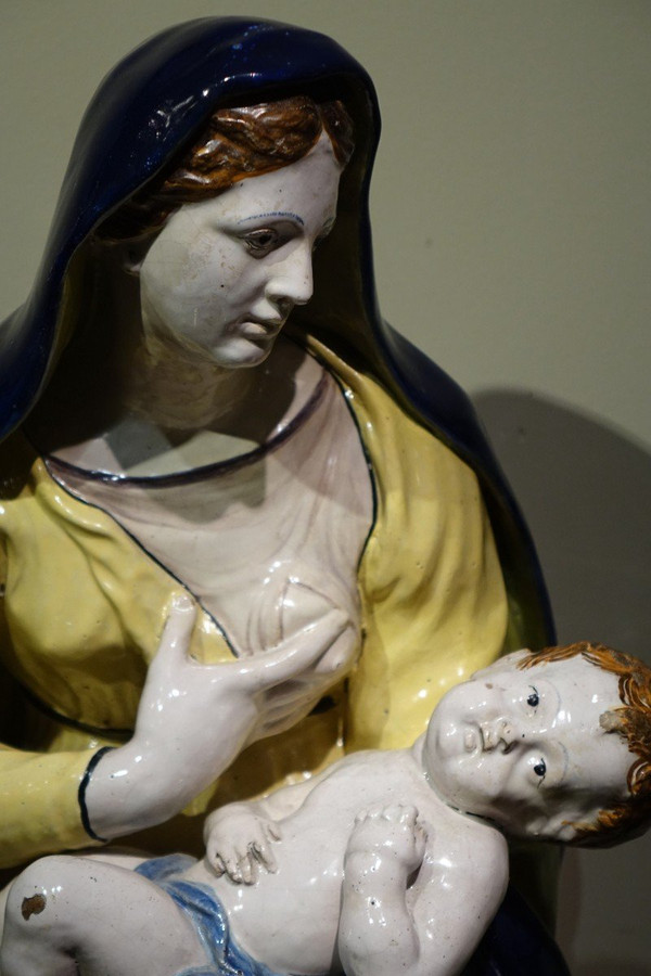 Virgin and Child in Earthenware (Malicorne?), 19th century.