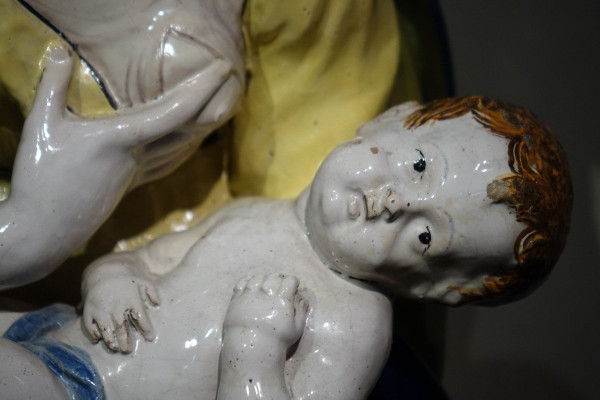 Virgin and Child in Earthenware (Malicorne?), 19th century.