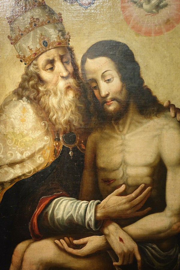 Olio su tela "La Trinità", Spagna, XVII secolo.