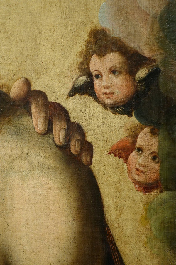 Olio su tela "La Trinità", Spagna, XVII secolo.