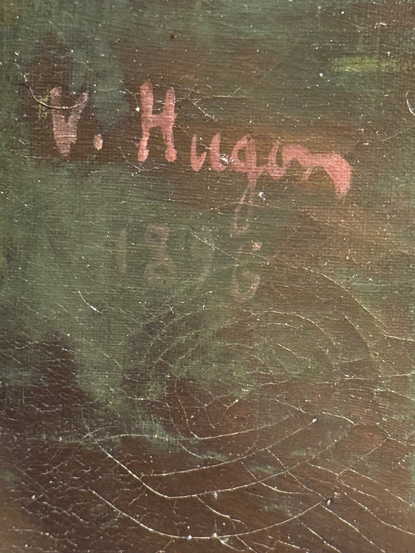 Ritratto di giovane ragazza con mazzo di rose, V.HUGON, 1896
