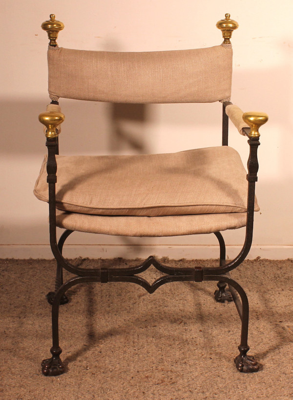 Fauteuil Curule En Fer Forgé Et Bronze
