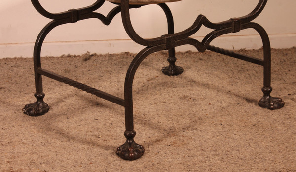 Fauteuil Curule En Fer Forgé Et Bronze