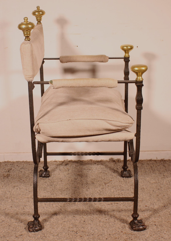 Fauteuil Curule En Fer Forgé Et Bronze