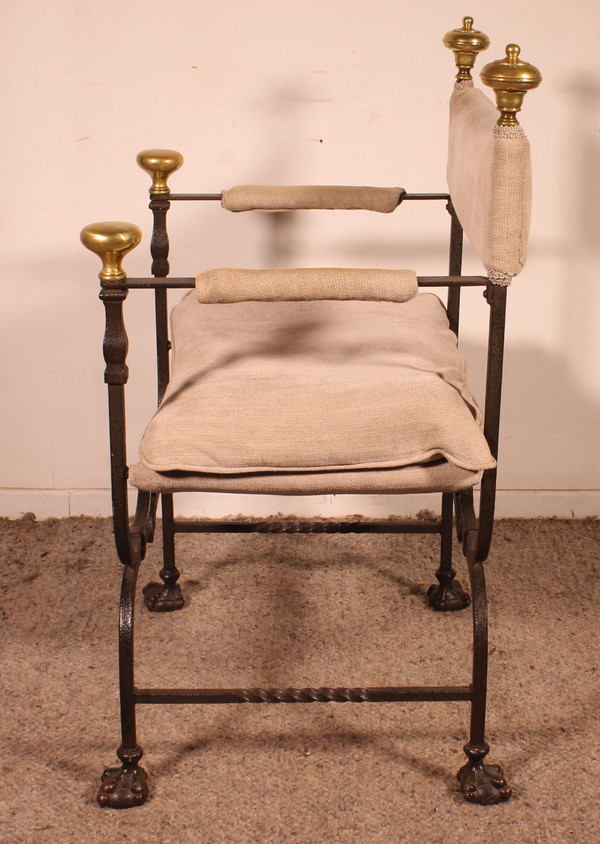 Fauteuil Curule En Fer Forgé Et Bronze