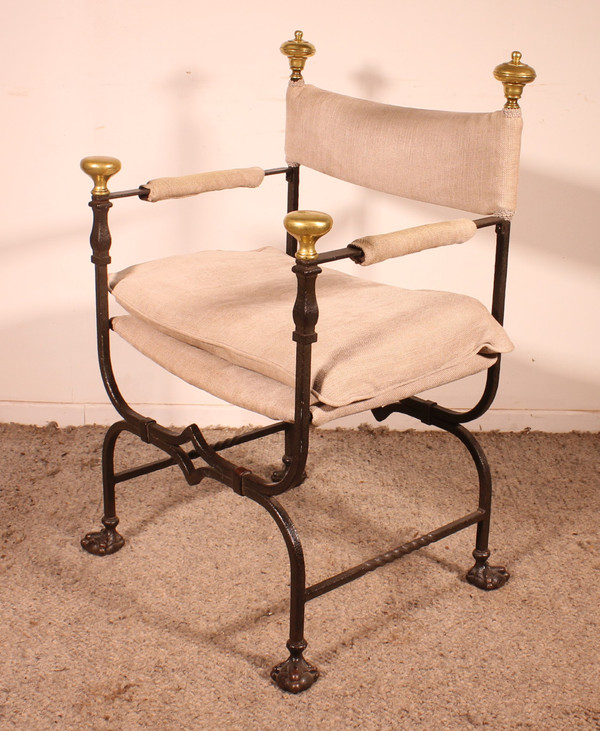 Fauteuil Curule En Fer Forgé Et Bronze