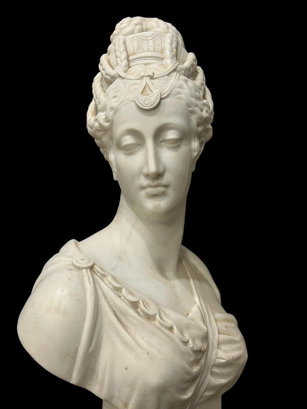 Grand buste en marbre , Diane de Poitiers, 19e S.