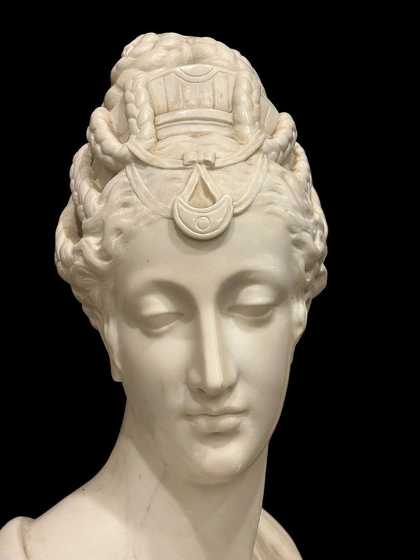 Grand buste en marbre , Diane de Poitiers, 19e S.