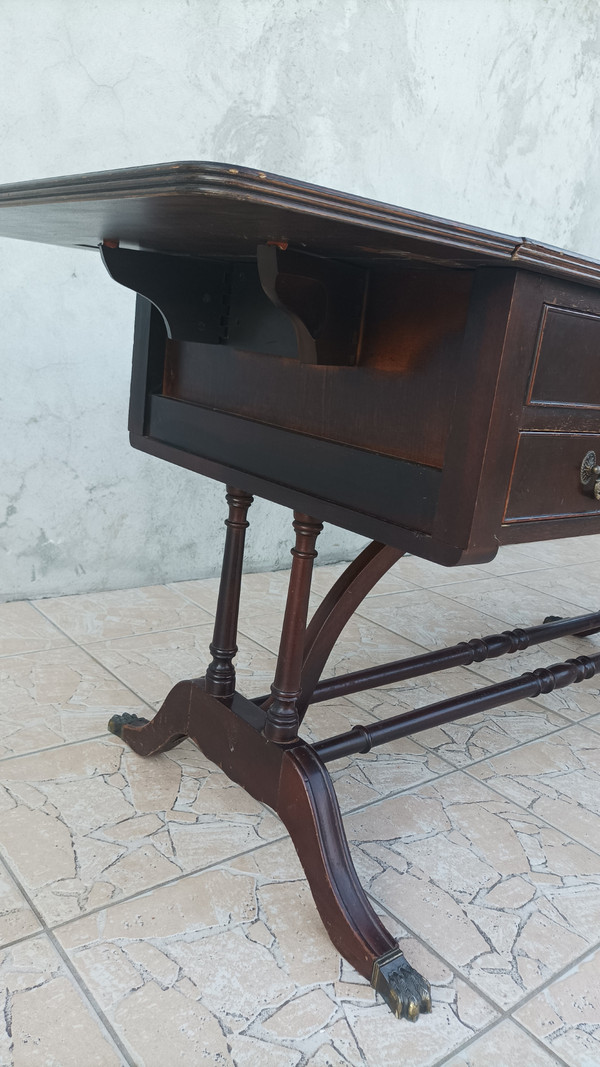 Scrivania inglese bifacciale in mogano