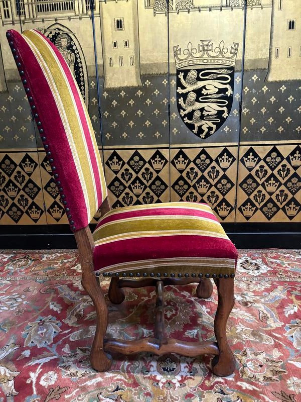 Pair of armchairs, pair of Louis XIII chairs and poufs