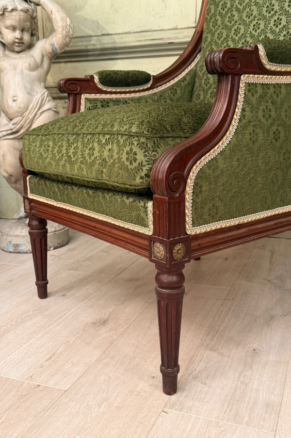 Bergere En Acajou De Style Louis XVI XIXeme Siècle