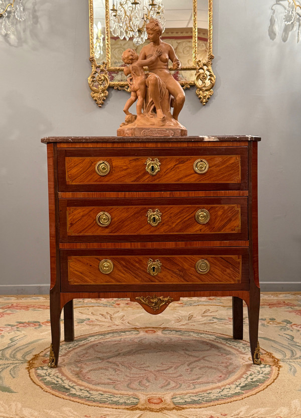 Commode En Marqueterie d'Epoque Transition Louis XV Louis XV Vers 1760