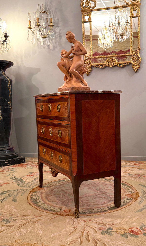 Commode En Marqueterie d'Epoque Transition Louis XV Louis XV Vers 1760