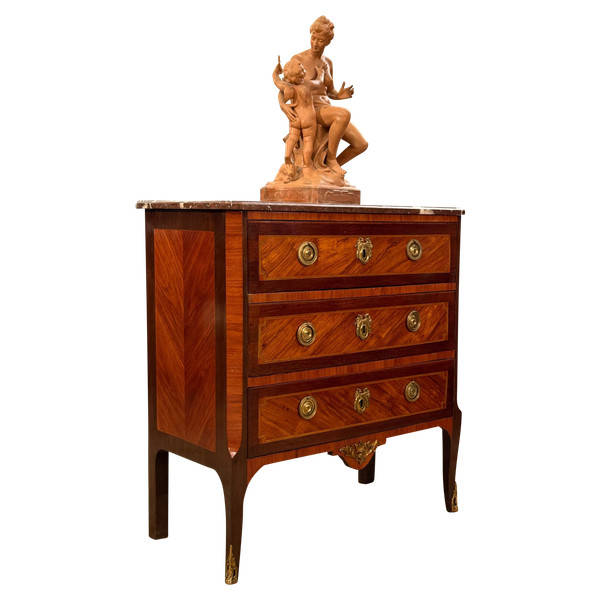 Commode En Marqueterie d'Epoque Transition Louis XV Louis XV Vers 1760