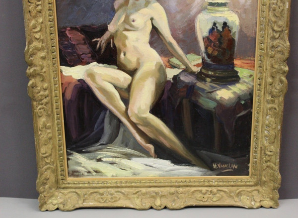 Huile Sur Toile Nu Au Vase De Chine Par Vauclin