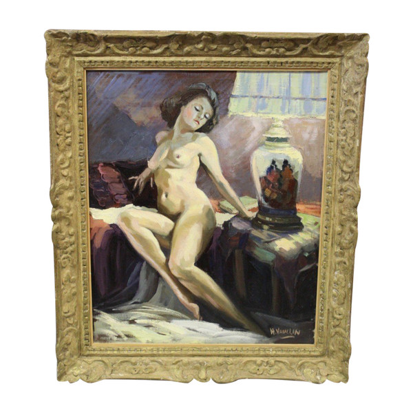 Huile Sur Toile Nu Au Vase De Chine Par Vauclin