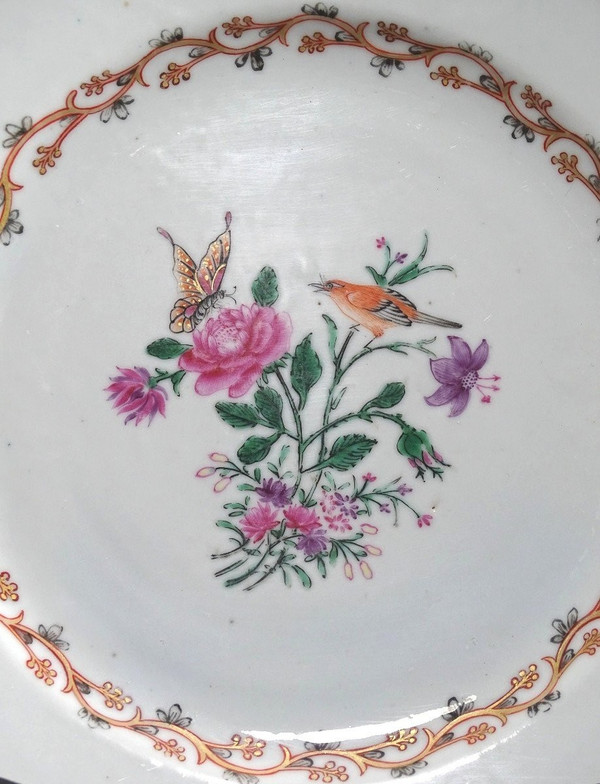 China, 18th Century, East India Company Porcelain Plate Bird and Butterfly.