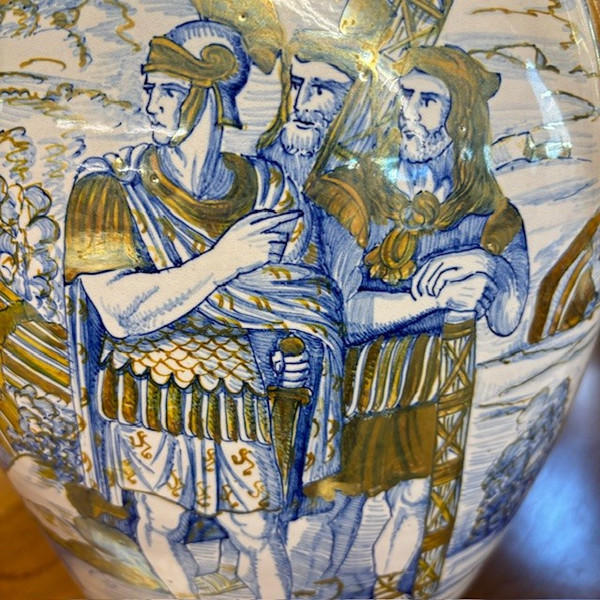 Vase antique en majolique lustre Gualdo Tadino art déco 1940 manufacture Mastro Giorgio H 38 L 32 