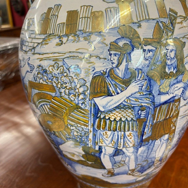 Vase antique en majolique lustre Gualdo Tadino art déco 1940 manufacture Mastro Giorgio H 38 L 32 