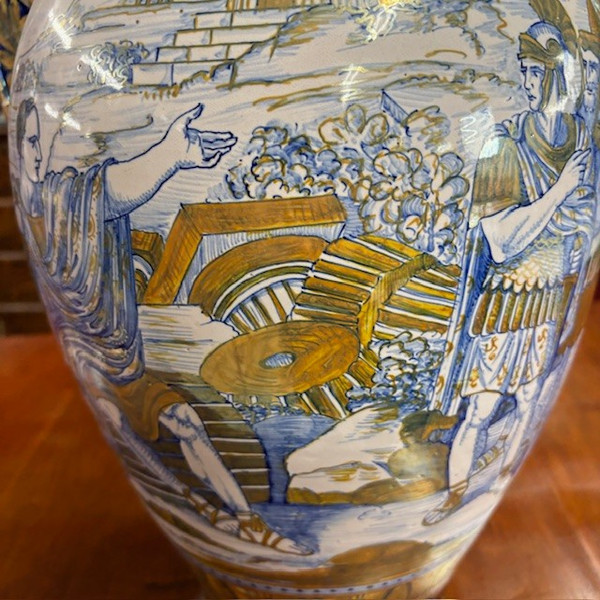 Vase antique en majolique lustre Gualdo Tadino art déco 1940 manufacture Mastro Giorgio H 38 L 32 