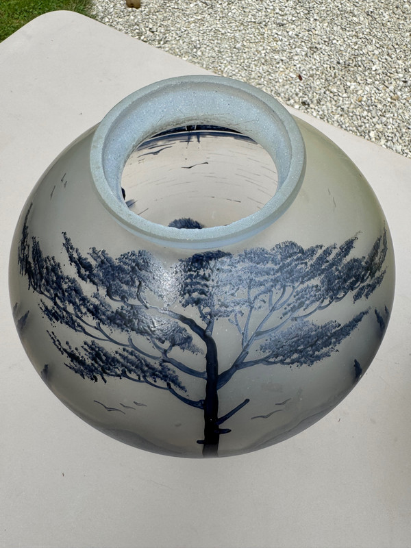 Paire de vases en verre décorés JOMA