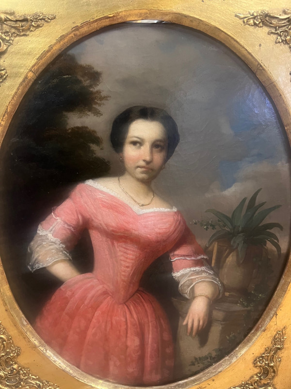 Gemälde Karoly JAKOBEY 1826-1891 Porträt eines eleganten ROMANTISCHEN Budapest Ungarn aus dem Jahr 1856