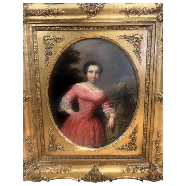 Gemälde Karoly JAKOBEY 1826-1891 Porträt eines eleganten ROMANTISCHEN Budapest Ungarn aus dem Jahr 1856