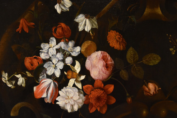 Blumengirlande mit Kartusche, Frans Van Everbroeck (Antwerpen, 1628 - London 1693)