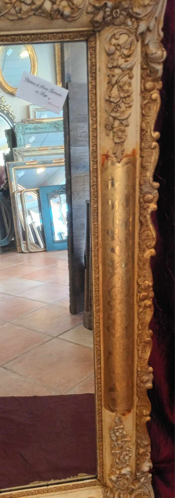 81 X 103 Cm Antique Rectangle Restoration Mirror, Gold Leaf, Mercury Glass