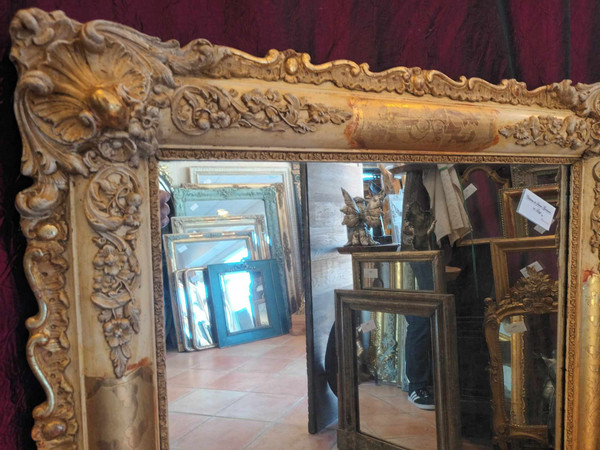 81 X 103 Cm Antique Rectangle Restoration Mirror, Gold Leaf, Mercury Glass