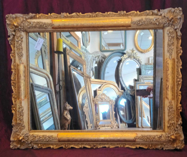 81 X 103 Cm Antique Rectangle Restoration Mirror, Gold Leaf, Mercury Glass